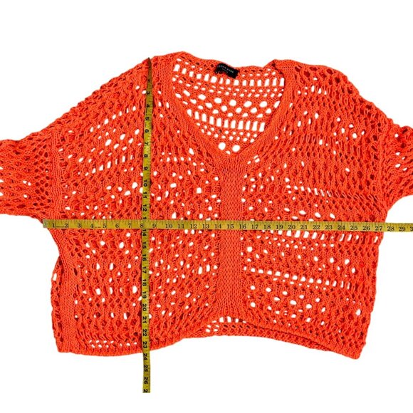 Cecile Wang France Bright Orange Crochet Knit Sweater Made in Italy, Boho Resort - Picture 9 of 9